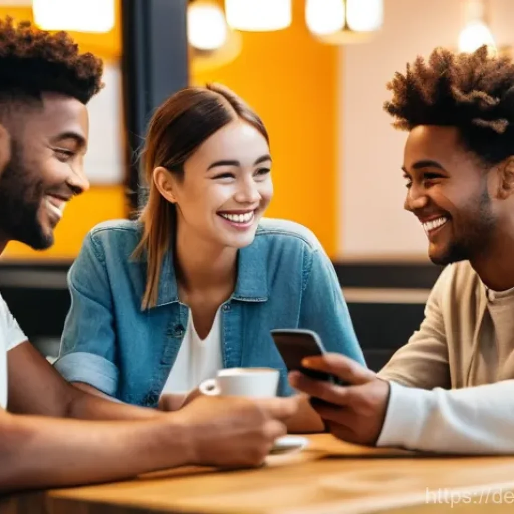 소셜미디어 사용의 글로벌 트렌드 - **Prompt 1: Authentic Connections in the Digital Age**
    "A diverse group of three young adults, a...
