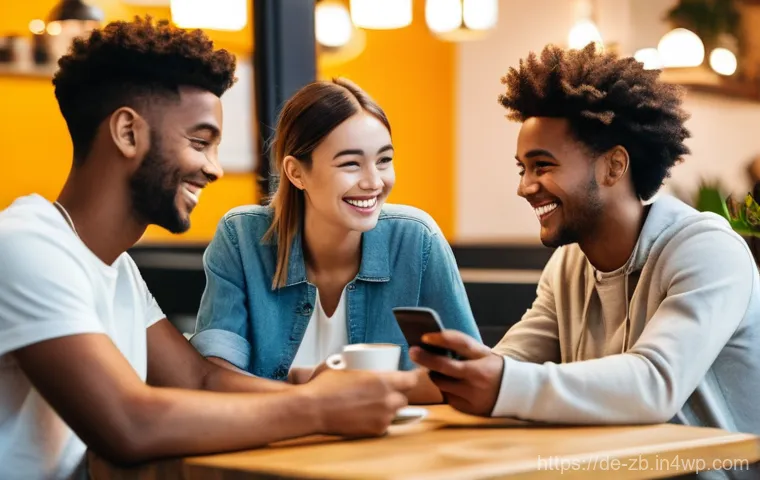 소셜미디어 사용의 글로벌 트렌드 - **Prompt 1: Authentic Connections in the Digital Age**
"A diverse group of three young adults, a...