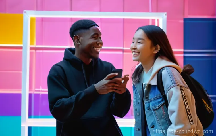 소셜미디어 사용의 글로벌 트렌드 - **Prompt 1: Authentic Connections in the Digital Age**
    "A diverse group of three young adults, a...