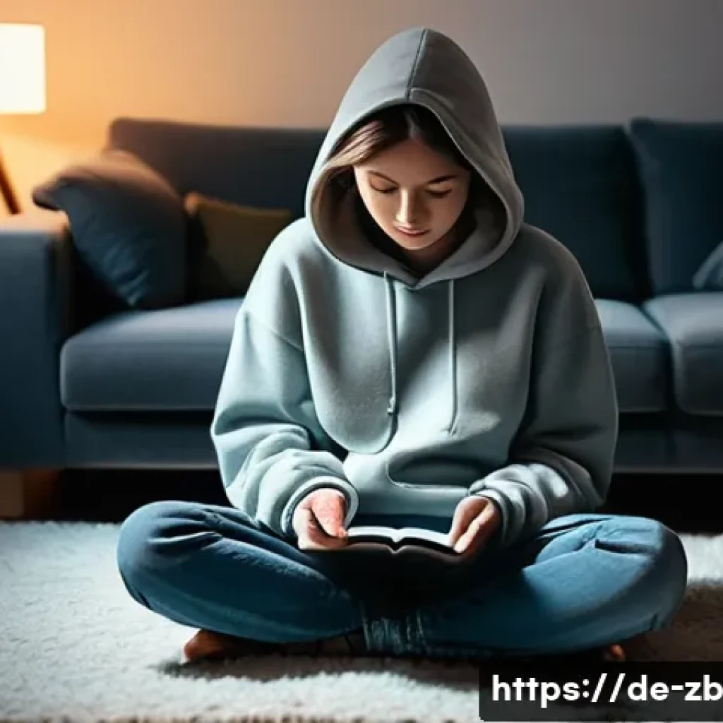 소셜미디어 중독 증상 및 대처 방법 - **Prompt:** "A young adult, gender-neutral, wearing a cozy oversized hoodie and comfortable jeans, s...