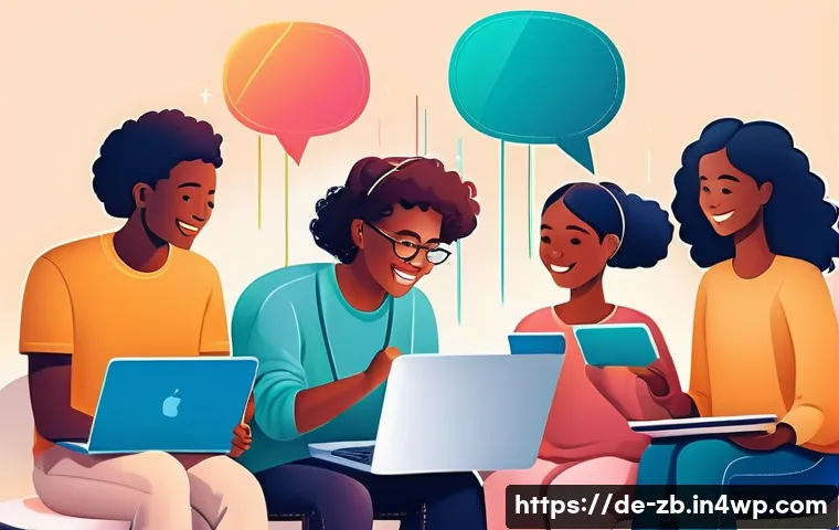 소셜미디어에서의 차별적 대우 경험하기 - **Prompt:** A vibrant, diverse group of people of various ages and backgrounds, gently interacting w...